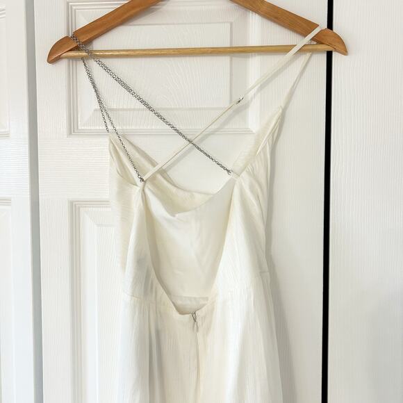 NWT Michael Costello x REVOLVE Tessa Ivory Satin Drape Midi Dress Size M - Picture 8 of 10